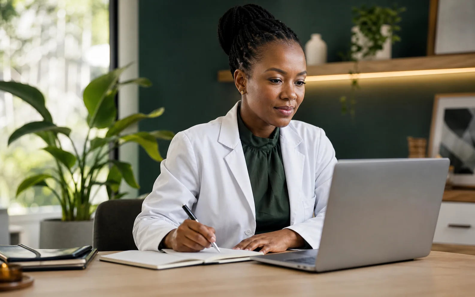 South African telehealth doctor reviewing a private online care assessment